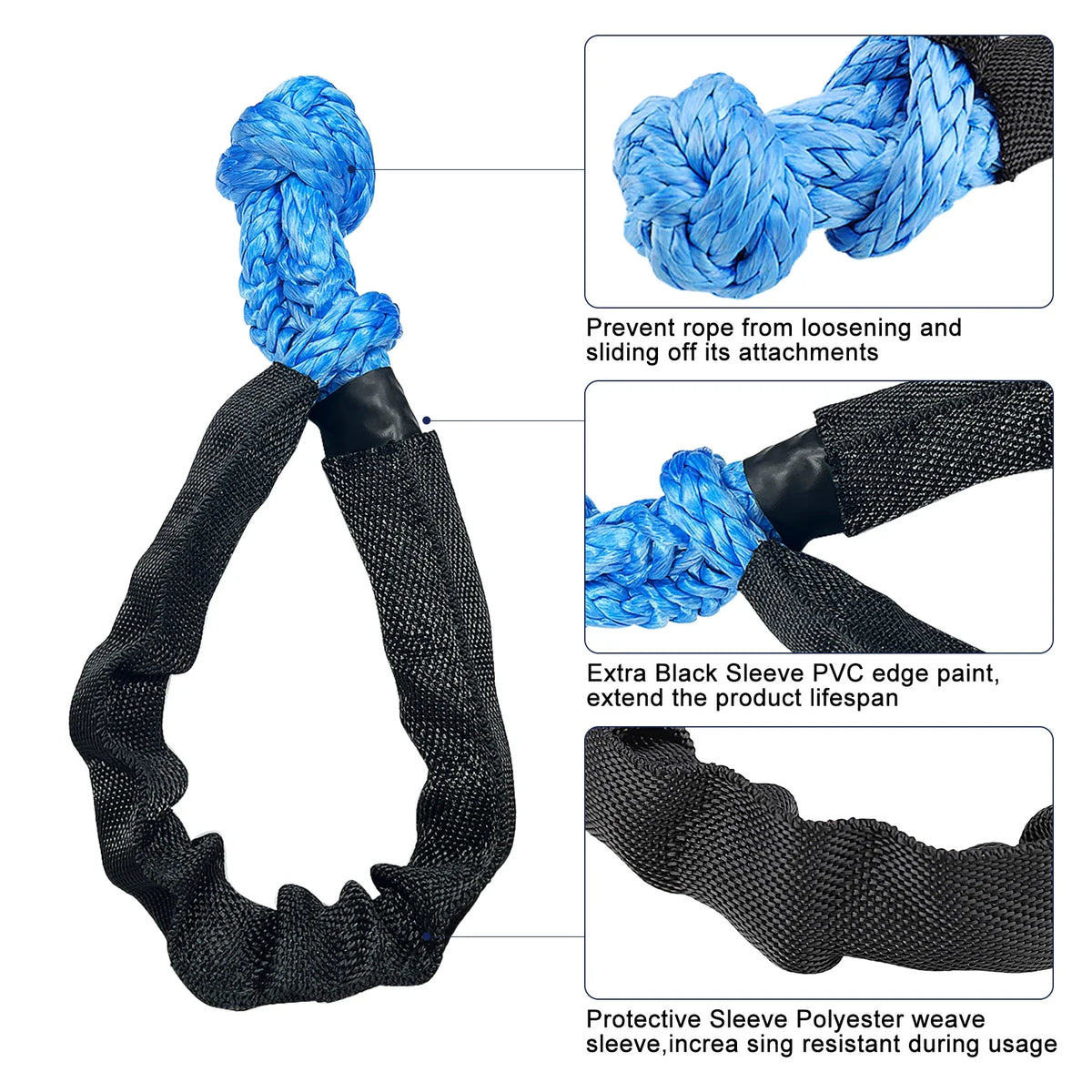 Corda de Reboque Soft Shackle 41000lbs – Offroad 4x4 para Jeep, Truck e SUV | TAOTAOCAR