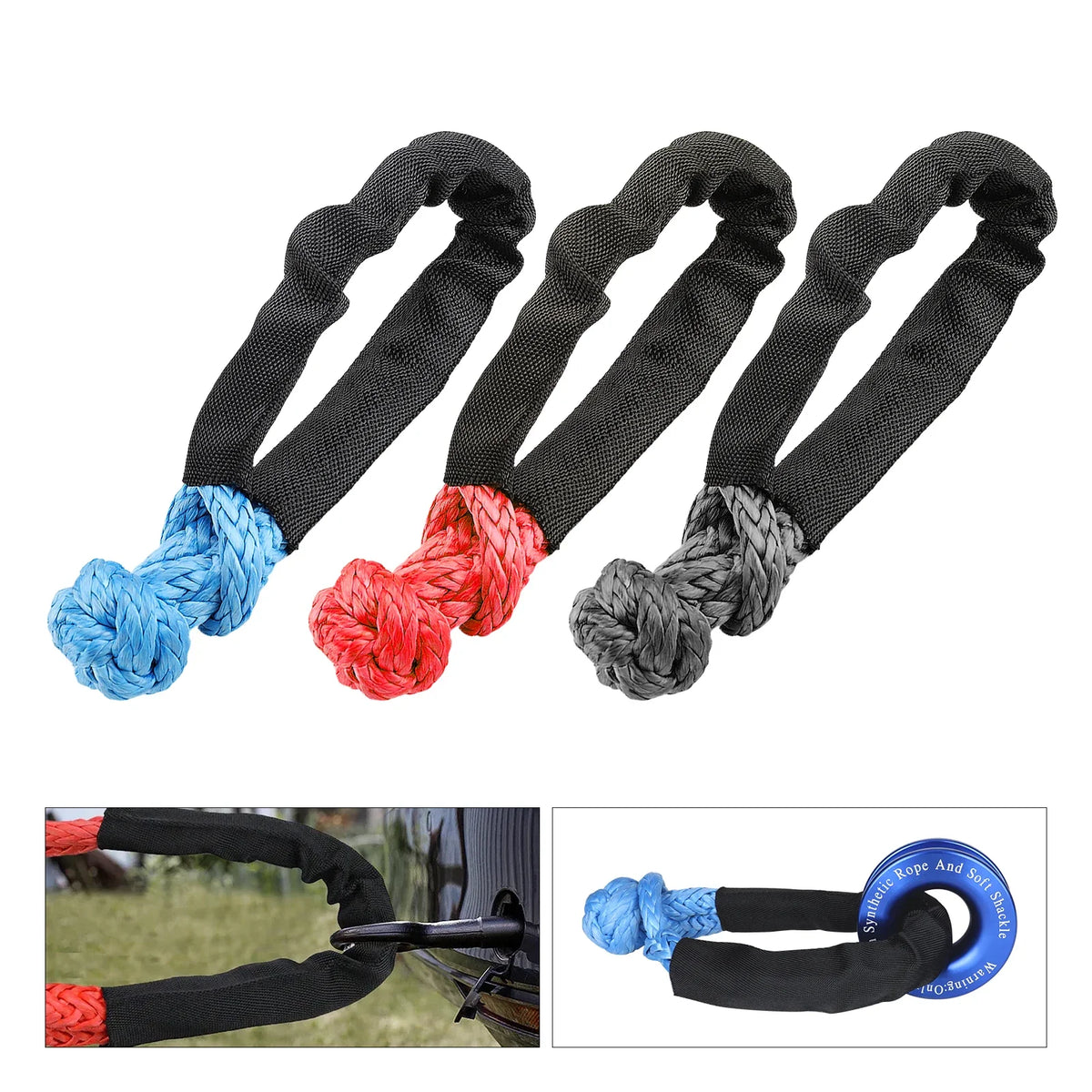 Corda de Reboque Soft Shackle 41000lbs – Offroad 4x4 para Jeep, Truck e SUV | TAOTAOCAR