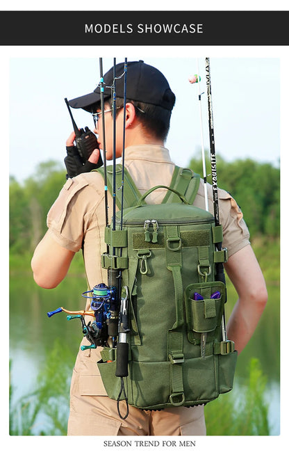 Mochila de Pesca Multifuncional com Suportes para Canas – Sistema MOLLE | SCIONE