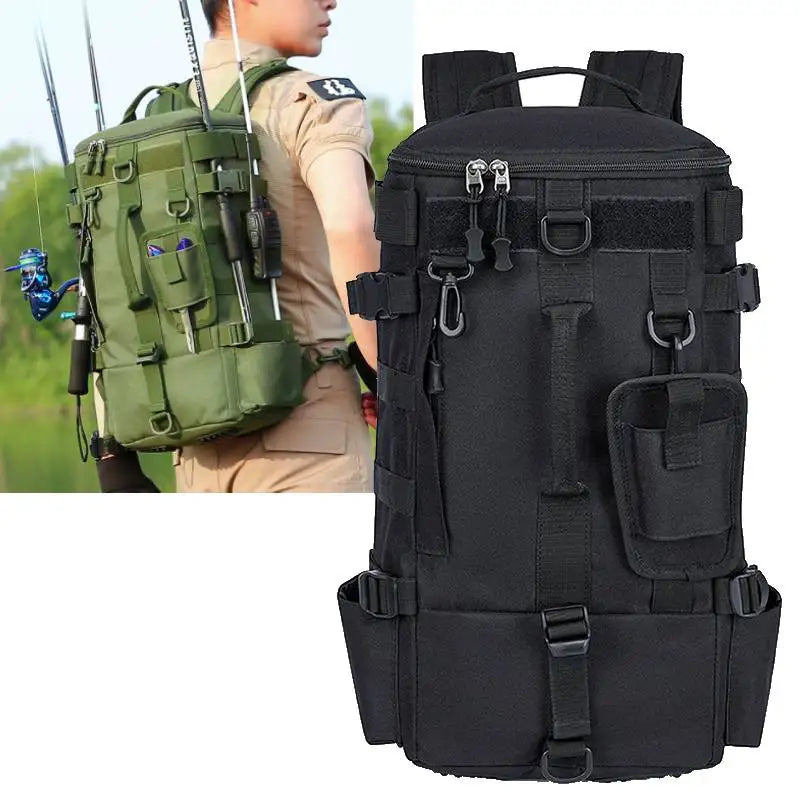 Mochila de Pesca Multifuncional com Suportes para Canas – Sistema MOLLE | SCIONE