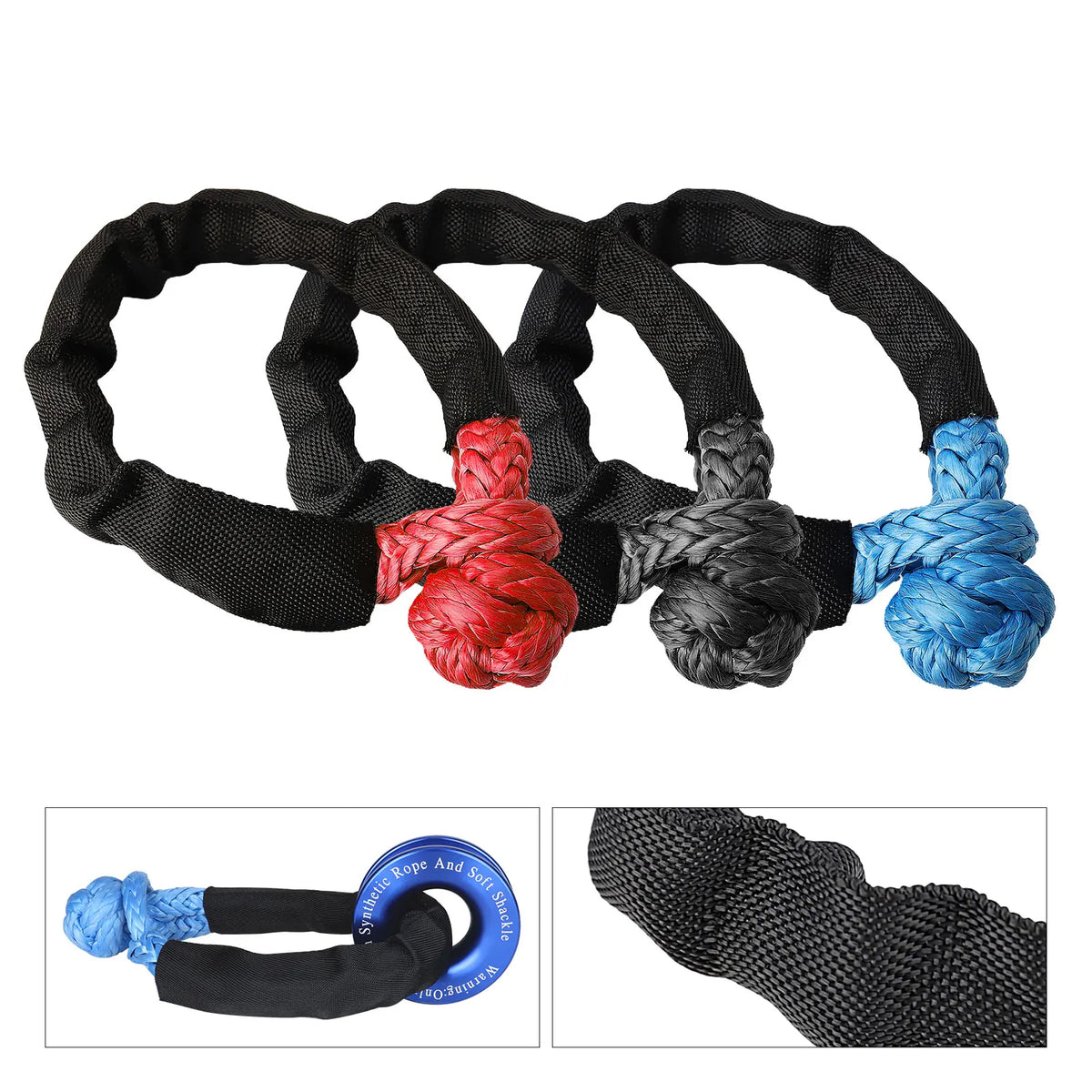 Corda de Reboque Soft Shackle 41000lbs – Offroad 4x4 para Jeep, Truck e SUV | TAOTAOCAR