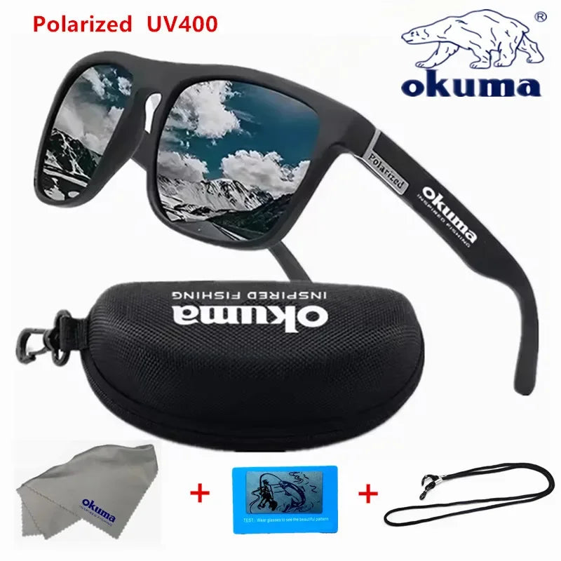 Óculos de sol polarizados Okuma UV400 oferecem proteção superior contra os raios ultravioleta, garantindo segurança ocular durante atividades ao ar livre. Seu design versátil os torna ideais para caça, pesca, condução e ciclismo, adaptando-se a diver