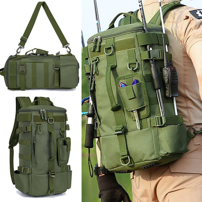 Mochila de Pesca Multifuncional com Suportes para Canas – Sistema MOLLE | SCIONE