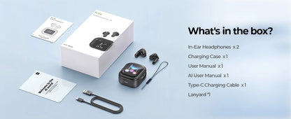 Auriculares Bluetooth HTC NE20 com tradução por IA, ecrã LED tátil, longa autonomia e fita de transporte