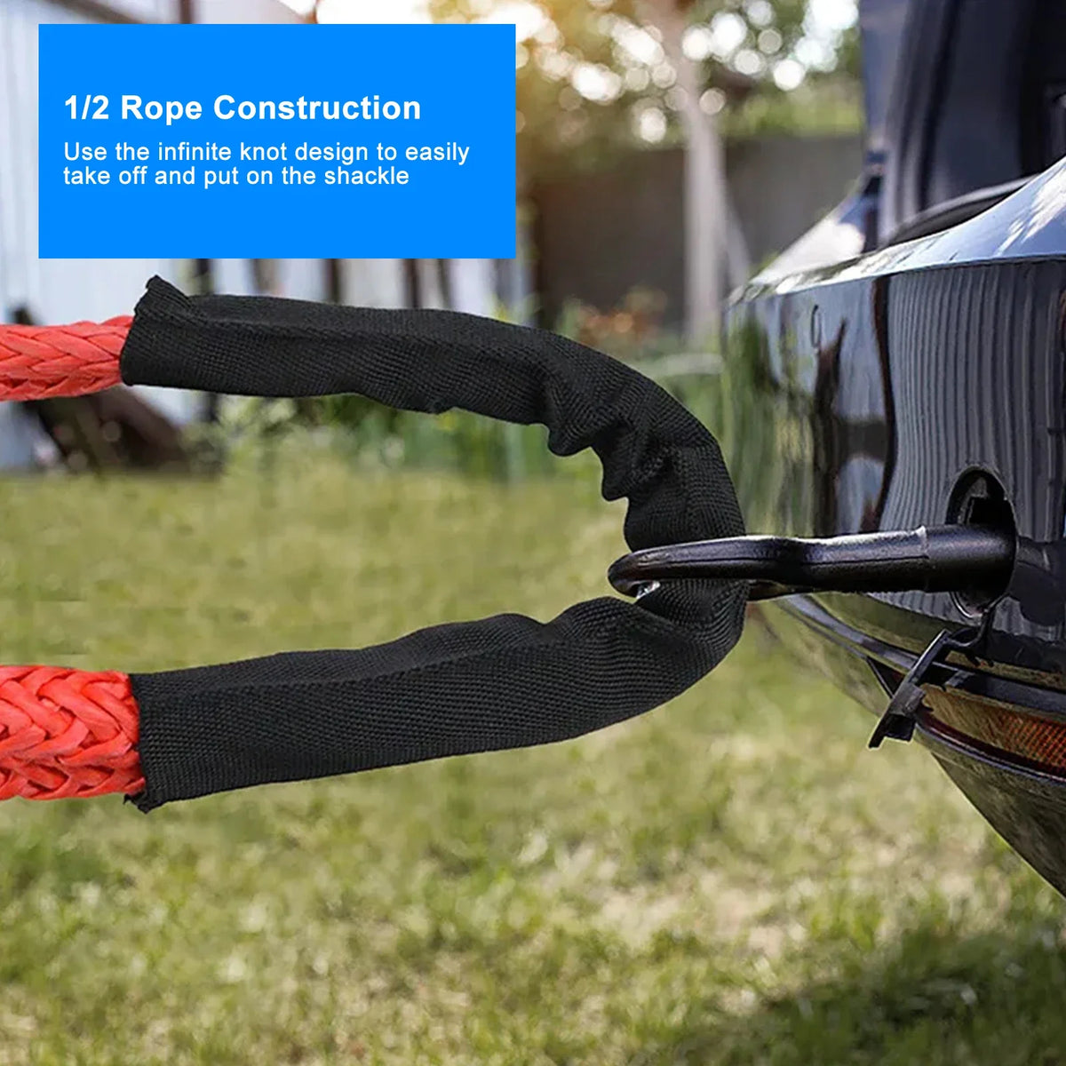 Corda de Reboque Soft Shackle 41000lbs – Offroad 4x4 para Jeep, Truck e SUV | TAOTAOCAR