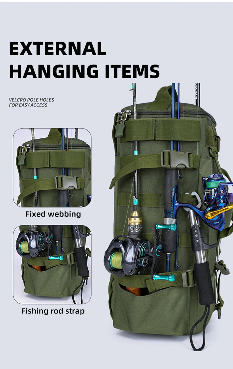 Mochila de Pesca Multifuncional com Suportes para Canas – Sistema MOLLE | SCIONE