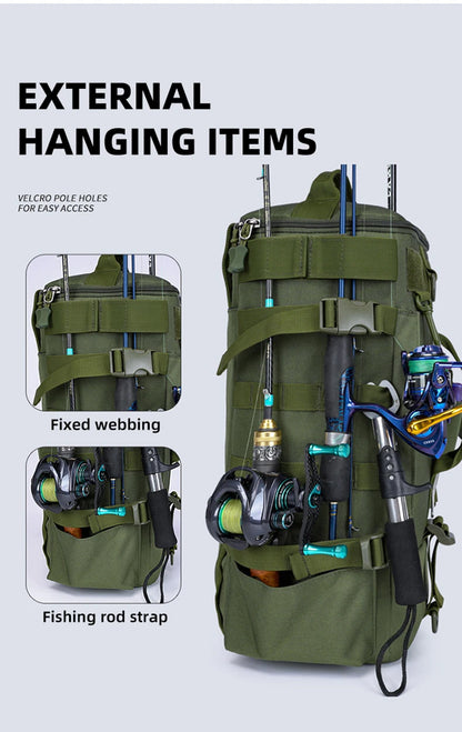 Mochila de Pesca Multifuncional com Suportes para Canas – Sistema MOLLE | SCIONE