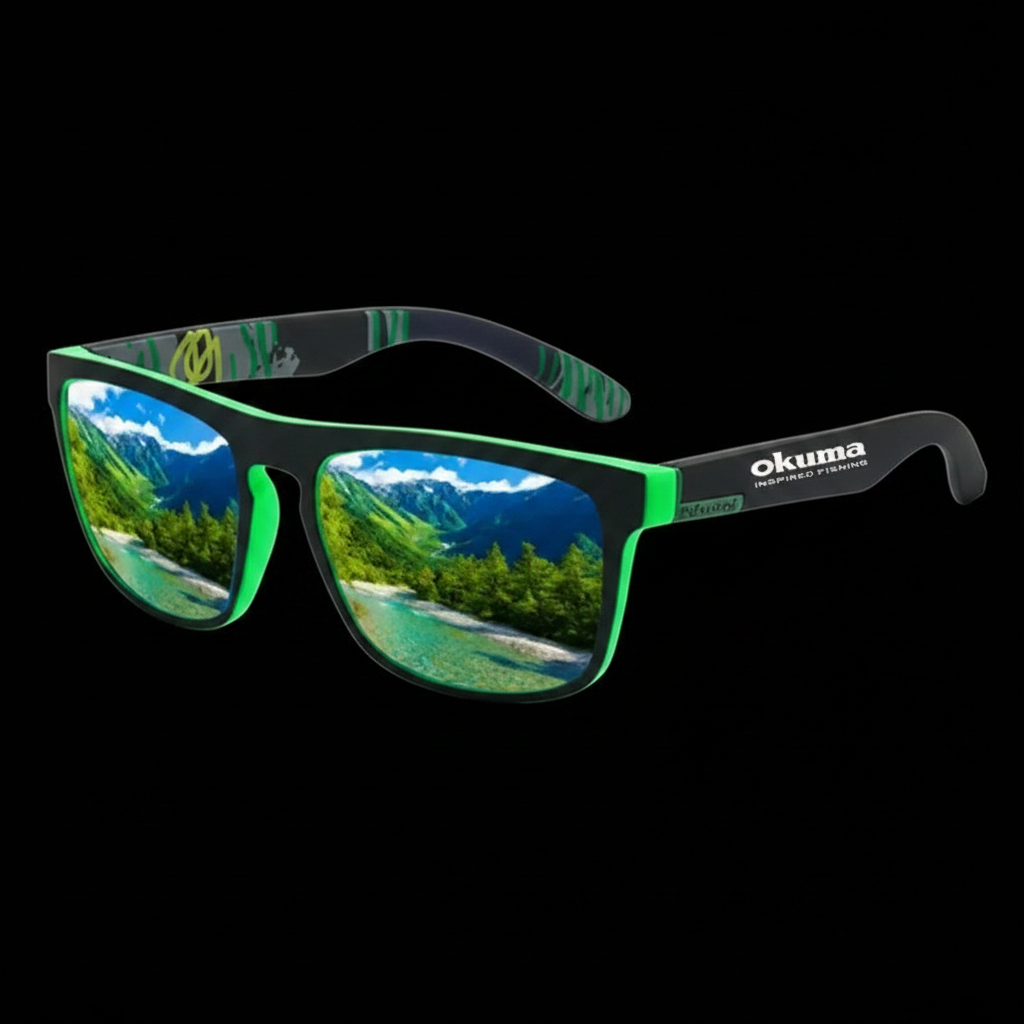 Óculos de sol polarizados Okuma UV400 oferecem proteção superior contra os raios ultravioleta, garantindo segurança ocular durante atividades ao ar livre. Seu design versátil os torna ideais para caça, pesca, condução e ciclismo, adaptando-se a diver