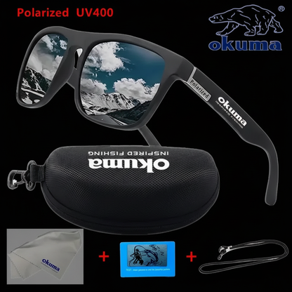 Óculos de sol polarizados Okuma UV400 oferecem proteção superior contra os raios ultravioleta, garantindo segurança ocular durante atividades ao ar livre. Seu design versátil os torna ideais para caça, pesca, condução e ciclismo, adaptando-se a diver